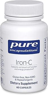 Iron-C - 15 mg - 175 mg Vitamin C - Red Blood Cell Support* - Energy Production - Highly Bioavailable Iron Pill - Gluten Free & Vegan - 60 Capsules