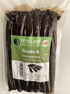 8oz Vanilla Beans Grade A Tahitian 6"-7" Bulk (1/2Lb) for Extract, Cooking and Baking by FITNCLEAN VANILLA| 0.5 Pound Fresh Gourment Natural Raw NON-GMO Whole Pods.