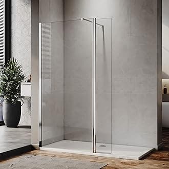 ELEGANT 760mm Frameless Wet Room Shower Screen Panel 8mm Easy Clean Glass Walk in Shower Enclosure with 300mm Return Panel and Support Bar