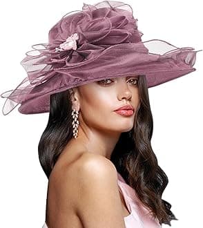 DRESHOW Women Organza Hat Church Cap Hats Cocktail Tea Party Wedding Bridal F...