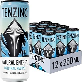 TENZING Natural Energy Drink, Plant Based, Vegan, & Gluten Free Drink, Original Recipe, 250ml (Pack of 12) - Packaging may vary