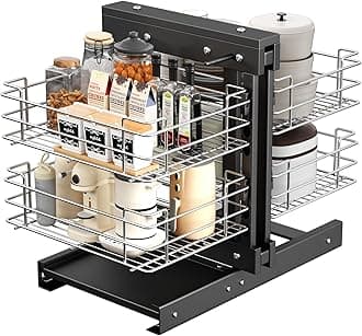 forimo 36" Blind Corner Pull Out Organizer,2 Tier 4 Shelf Kitchen Cabinet Organizer, Chrome Carbon Steel Storage Basket, Left Open & Right Open Compatible,for Blind Corner Kitchen or Bathroom Cabinet