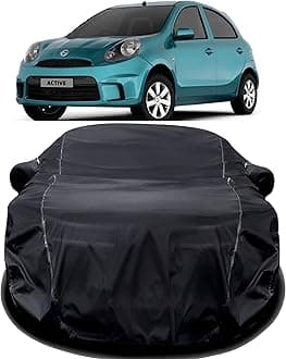 SMIKERS® Prime Quality 190T Imported Fabric Car Cover for Nissan Micra Active with Ultra Surface Body Protection (Black)
