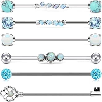 Industrial Piercing Jewelry - Industrial Earrings for Women & Men, 16g & 14g, Surgical Stainless Steel Barbell & Bar Piercing