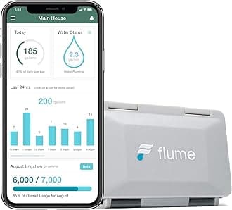 Flume 2 Smart Home Water Monitor & Leak Detector – WiFi Connected, Real-Time Usage Tracking & Alerts – Works with Compatible Residential Water Meters