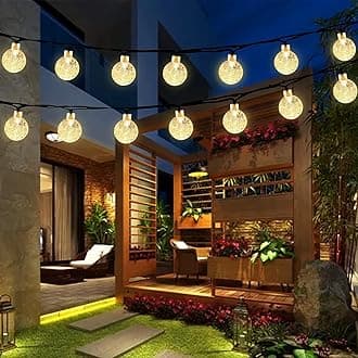 Solar Garden Lights Outdoor, 30LED 5M/16Ft Solar Fairy Lights Waterproof, Crystal Ball Lights with 8 Modes, Decorative Lighting for Patio, Yard,Party,Wedding（Warm White）