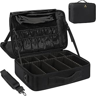 MONSTINA Large Capacity Makeup Case 3 Layers Cosmetic Organizer Brush Bag 16.5''Makeup Train Case Makeup Artist Box for Hair Curler Hair Straightener Brush Set