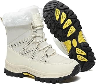 ziitopWomens Snow Boots Warm Fur Lined Winter Boots Anti Slip Ankle Boots Mid Calf Snowboots Waterproof and Cold-Resistant Outdoor Walking Shoes for Women Ladies Girls