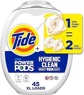 Tide Hygienic Clean Heavy Duty 10x Free Power PODS Laundry Detergent, 45 count, Unscented, For Visible and Invisible DirtGreenCircle Certified: Certified Energy Savings