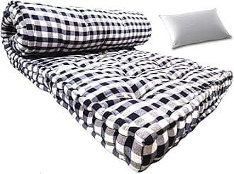 5-Inch thick Soft Cotton Box Mattress | Medium Firm Single Bed Mattress with Pillow | Black and White (Small Single (6X2.5ft or 72X30 Inches))