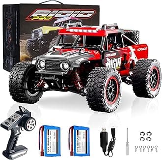 1:14 Scale RC Cars Fast 50 KMH Remote Control Car 4X4 RC Truck for Adults Boys 2.4 GHz All Terrains RC Dune Buggy Off-Road RC Monster Truck Short Course Car with 2 Batteries (Red)