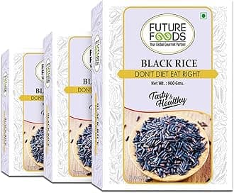Future Foods Black Rice |Protein Rich|Rich in Antioxidants|All Natural|Aromatic & Unpolished|Natural Detoxifier & Fiber Source|Prevents the Risk of Diabetes & Obesity (Pack of 3), 900 gram