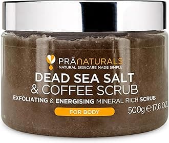 – Dead Sea Salt Body Scrub 500G – Hydrating & Moisturising, Natural Oils & Minerals, Exfoliating, Softening & Nourishing, All Skin Types, No Parabens, Vegan & Cruelty Free (Coffee)