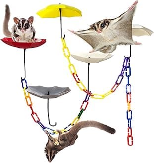 NEOUZA 6Pack Sugar gliders platform,140pcs C-Clips climbing chain for sugar gliders，birds, squirrels pet toy