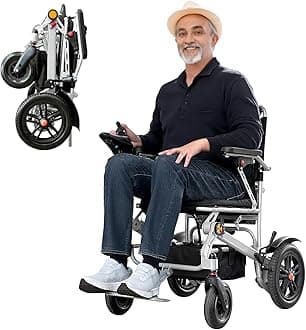 Electric Wheelchair, 15 Miles Long Travel Range, Electric Wheelchair for Adults, Foldable and Portable Electric Wheelchair