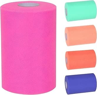 Tanstic 1Pcs Blush Tulle Fabric Roll, 6 Inch x 100 Yards Tulle Ribbon Spool Fabric Tulle Roll for DIY Tutu Bow, Birthday Party Wedding Decorations