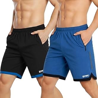 Mens 2 Pack Polyester Yoga Short Men Summer Running Gym Sports Shorts with Pockets Shorts for Men