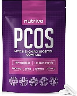 Myo Inositol & D Chiro Inositol - 120 Capsules | PCOS Supplement Supports Fertility, Weight Loss & Hormone Balance | Inositol 2000mg, D- Chiro Inositol, Folic Acid, Chromium | Alternative to Tablets