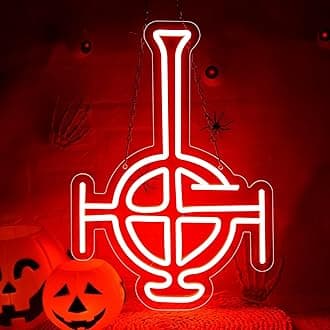 Ghost BC Grucifix Cross Neon Sign for Wall Decor,Jesus Christ Cross Neon Signs,Neon Cross Sign for Church,Party Meditation, Easter Christmas Decor,Christening Day Decor,Size 16.1 * 11.4 inches(JTD231)