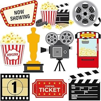 40 Pcs Movie Night Cutouts for Kids' Party - Movie Photo Prop - Movie Night Party Decorations