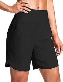 G Gradual Women's 7' Quick Dry Swim Board Shorts Swimming Bottoms High Waisted Beach Shorts for Women with Liner Pockets
