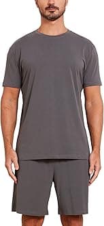 netdraw Men's Ultra Soft Bamboo Viscose Pajama Sets Lightweight Comfy Lounge Sleep Short Sleeve Pjs Sleepwear