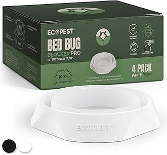 Bed Bug Interceptors – 4 Pack | Bed Bug Blocker (Pro) Interceptor Traps (White) | Eco Friendly Insect Trap for Bed Legs | No Chemicals or Pesticides | Monitor, Detector, and Trap for Bed Bugs