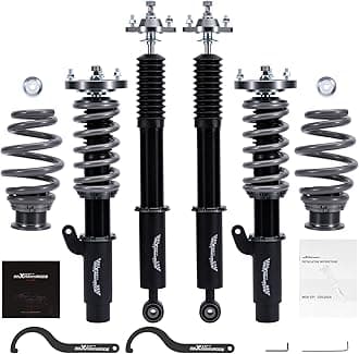 maXpeedingrods Racing Coilover for BMW E46 316i 318d 320i, 323i 325i 328i 330i 1998-2006, 24 Levels Damping Adjustable Coilovers Suspension Kit, Height Adjustable T7 Upgraded Lowering Kit