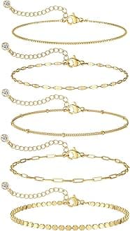 MBW Silver Bracelets for Women, Dainty Silver Bracelets for Women Set 14K Silver Bracelet Stack Waterproof Jewelry for Women Trendy Minimalist Simple Small Thin Bracelet Set for Women Teen Girls Gift