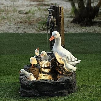 Duck Water Ornament Desktop Water Fountain Indoor Decoration – Ornament Water Fountain -for Park Club Villa School Kindergarten Courtyard Villa (Type2)
