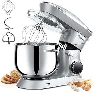 Vezzio 9.5 Qt Stand Mixer, 10-Speed Tilt-Head Food Mixer, 660W Kitchen Electric Mixer with Stainless Steel Bowl, Dishwasher-Safe Attachments for Most Home Cooks (Silver)