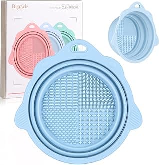 Foldable Silicone Makeup Brush Cleaner Bowl - Etercycle Portable Cleaning Tool for Brushes, Powder Puffs, and Sponges (Blue)