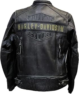 Bold ThreadzMens Motorcycle Passing Link Triple Vent Distressed Black Cowhide Leather Jacket with Dual Vents