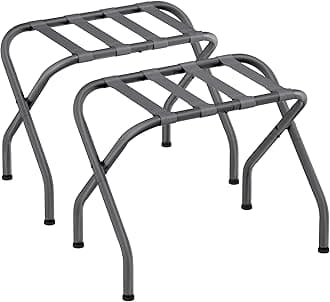 SONGMICS Luggage Rack for Guest Room, Set of 2 Suitcase Stands, Foldable Steel Frame, for Hotel, Bedroom, Holds up to 110 lb, 27.2 x 15 x 20.5 Inches, Slate Gray URLR001G02