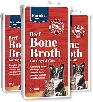 Pets Beef Bone Broth - 3x 500ml | 100% Real & Natural Liquid Bone Broth for Cats & Dogs | Nutritious High in Collagen & Protein for Healthy Joints, Gut, Digestion, Skin & Sickness Recovery