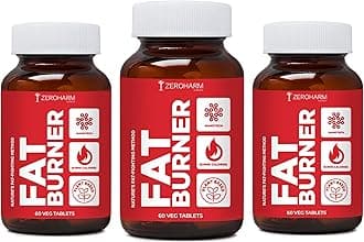 ZEROHARM Fat Burner Tablets - Weight Management Supplements Men & Women - Garcinia Cambogia, Green Coffee, Green Tea, Apple Cider Vinegar - Boosts Metabolism & Controls Cravings - 60 Tablets - 3 Pack