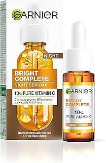 Targeted Anti Dark Spot Night Serum for Face, with 10% Pure Vitamin C & Hyaluronic Acid, Anti Pigmentation & Dullness, For All Skin Types, Approved by Cruelty Free International, Vegan, 30 ml