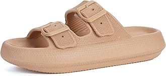 Pillow Slippers for Women and Men | Adjustable Double Buckle Shower Slides | Cushioned Thick Sole Sandals
