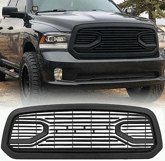 Front Bumper Grille Compatible with 2013 2014 2015 2016 2017 2018 Ram 1500 Grill, Replacement Aftermarket Grill with Letters Matte Black, Big Horn Style