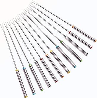 XATDOMESD 12 PCS Stainless Steel Fondue Forks, Heat Resistant Multicolor Coding Handle, 6 Colors x 2 Set, 9.5 Inch