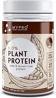 Mypro Sport Nutrition Plant Protein Powder Pea & Brown Rice Protein (23g protein,22 Vitamins & minerals,5g BCAA) Plant Based Protein Supplement For Men & Women (Chocolate Flavour -1000 Gm)