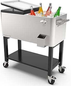 Permasteel PS-203 AM 80 Quart Portable Rolling Patio Cooler