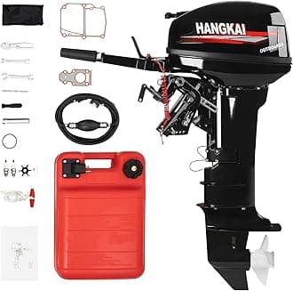 2 Stroke 18HP Outboard Motor, Long Shaft Outboard Motor Boat Engine, 246CC Heavy Duty Fishing Boat Marine Engine with CDI Ignition System Water Cooling System -Long Shaft