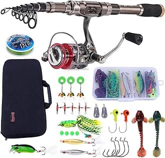 Sougayilang Fishing Rod and Reel Set, Carbon Fiber Telescopic Fishing Rod 12+1BB Reel with Carry Bag for Saltwater and Freshwater