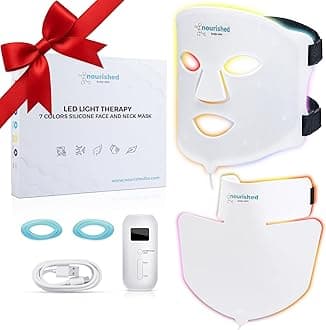 LED Light Therapy Face & Neck Mask - Facial Skin Care Device - 7 Colors Red & Blue - Rejuvenation, Anti-aging Product for Wrinkles