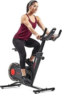 Sunny Health & Fitness Indoor Intensive Cycling Exercise Bike, Adjustable Cardio Training Exerciser w/Emergency Brake for Home, Optional Free SunnyFit App Bluetooth Link + Electromagnetic Resistance
