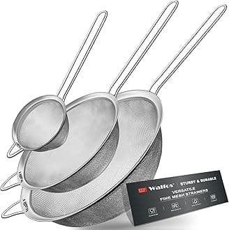 Walfos Fine Mesh Strainer Set of 3, Stainless Steel Wire Strainers for Kitchen, Multipurpose Metal Fine Sieve with Handle, Perfect for Food, Rice, Quinoa, 2.7", 4.6", 7"