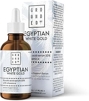 Egyptian White Gold Glycolic Acid Serum with Vitamin E, Anti-Aging Face Serum, Made in the UK by Grounded Body