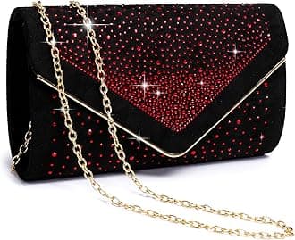 Women Rhinestone Evening Bag Faux Suede Clutch Formal Party Sparkly Purses Cocktail Wedding Handbag