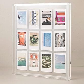 Elil Polaroid & Fujifilm Instax Frame – Clear Acrylic Floating Picture Frame 11.8" x 10.2" Holds 8x10 Photo or 12 Instax Mini Polaroid Go Prints Double-Sided Collage Display for Wedding & Graduation